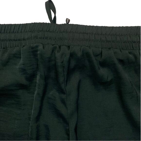 MELLODAY Forest Dark Green Satin Relaxed Jogger Track Pants Small High Waist - Picture 6 of 9